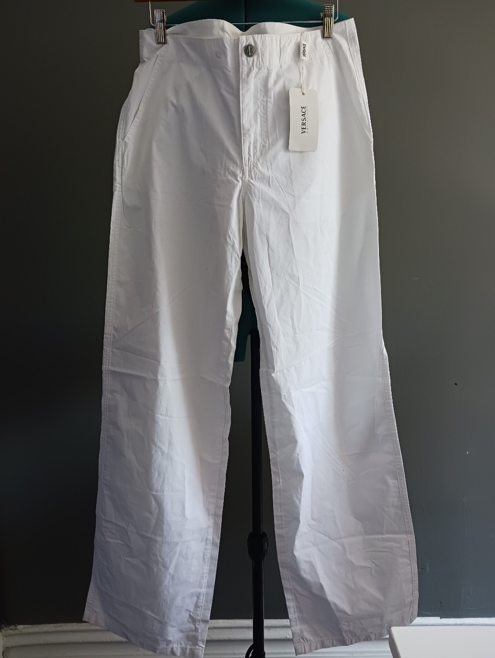 NWT Versace Collection White Cotton Summer Pant Size 32" x 34.5"